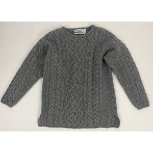 Aran Crafts Ireland Merino Wool Cashmere Sweater Fisherman Cable Knit Sz S